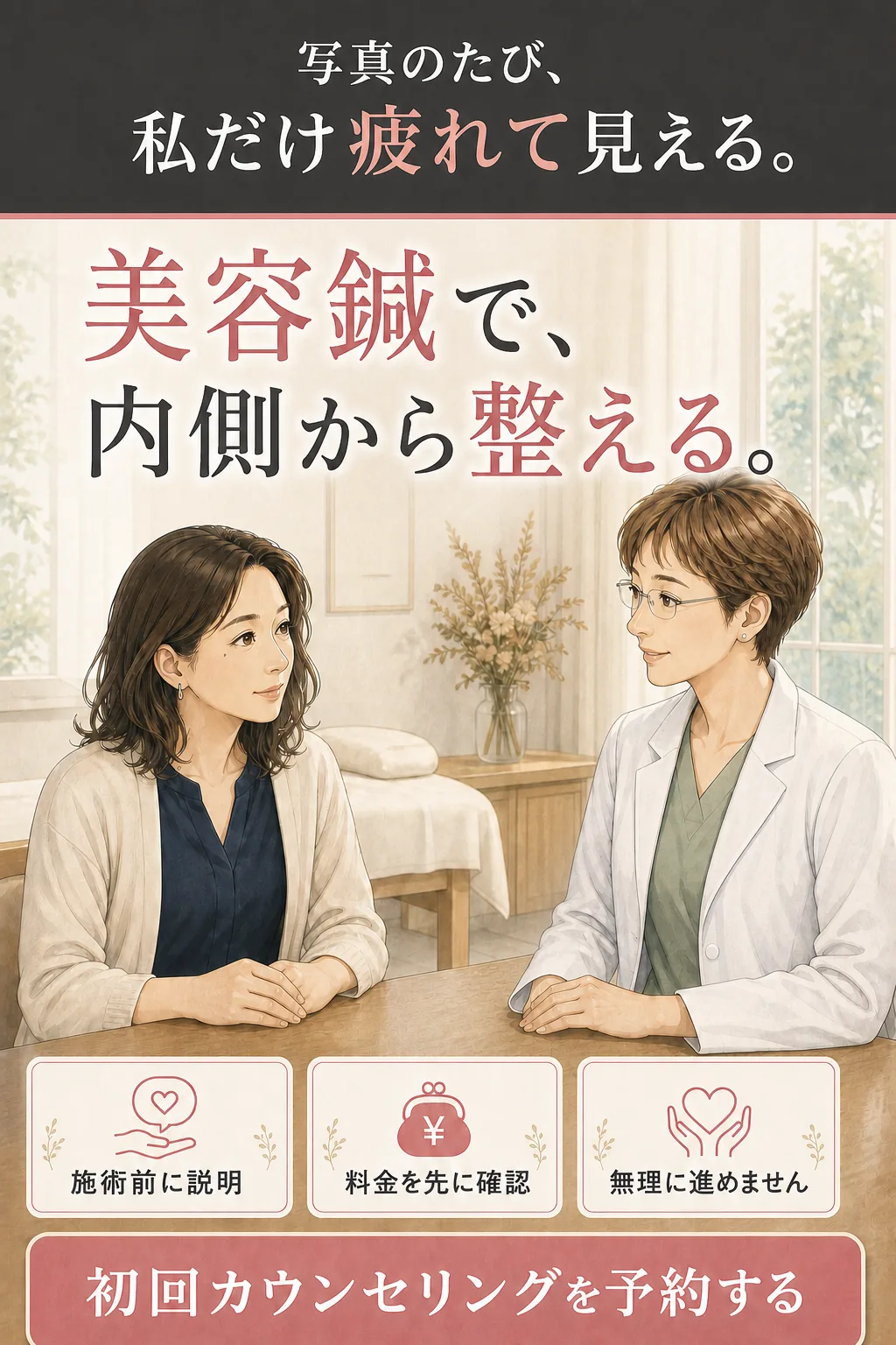 美容鍼で内側から整える 初回カウンセリングの案内