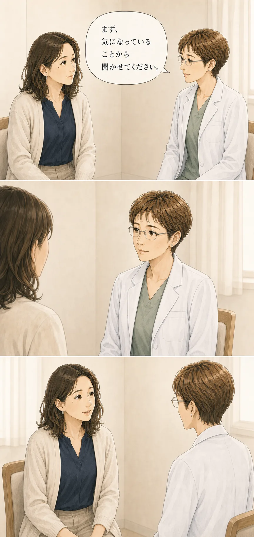 美容鍼の先生へ不安を話す初回相談