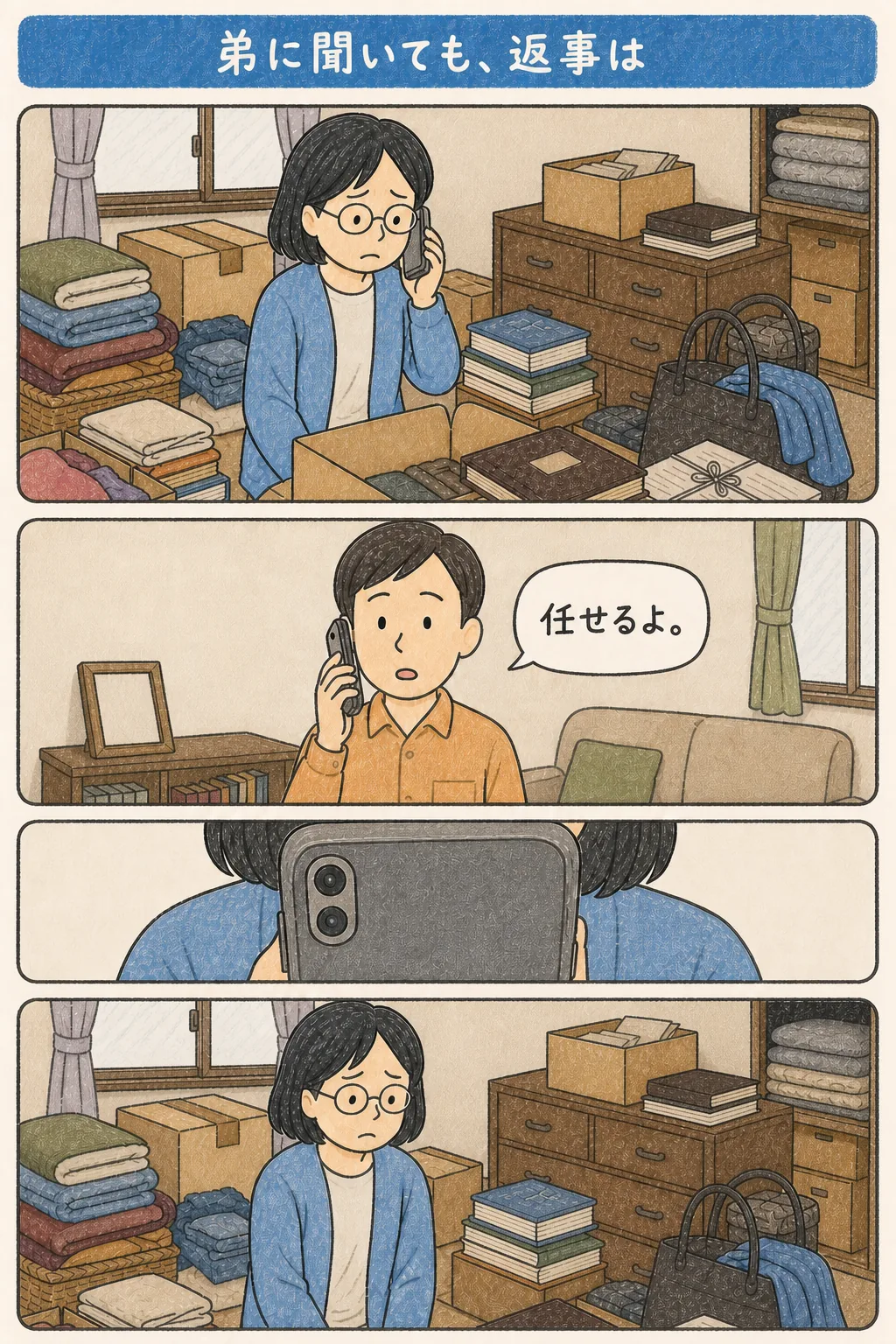 弟に電話しても判断を任される女性