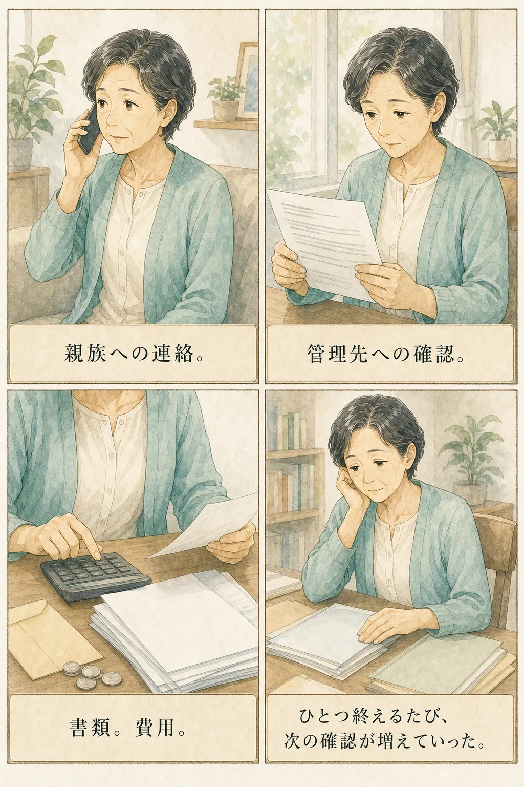 墓じまいで連絡・確認・書類・費用に向き合う母