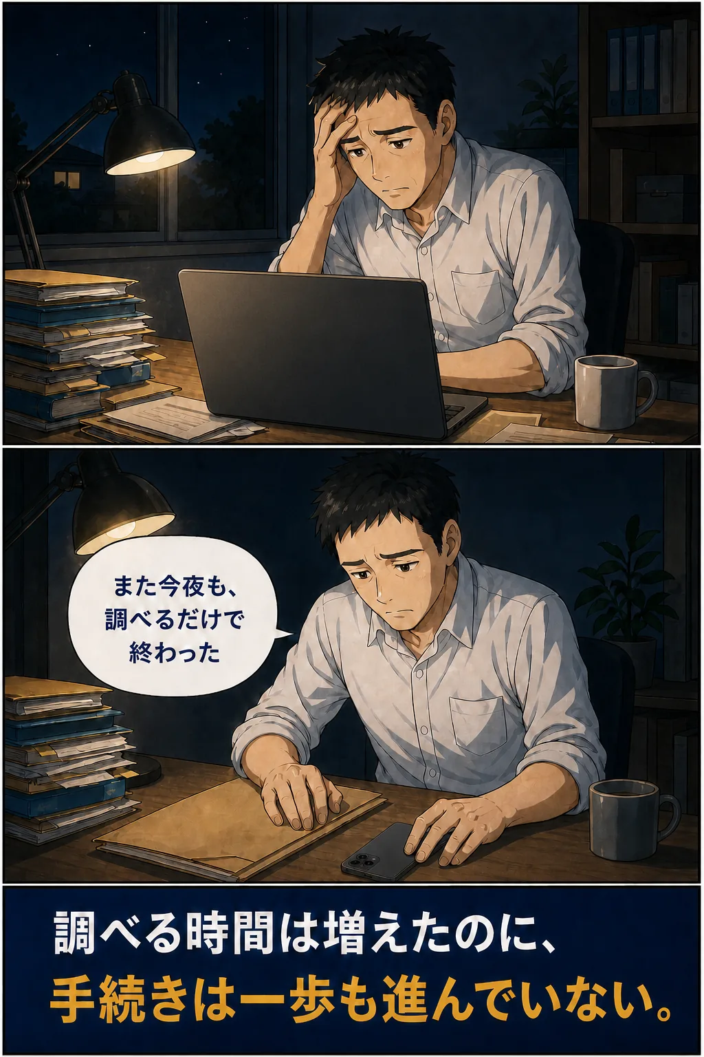 調べても手続きが進まず疲れ切った主人公