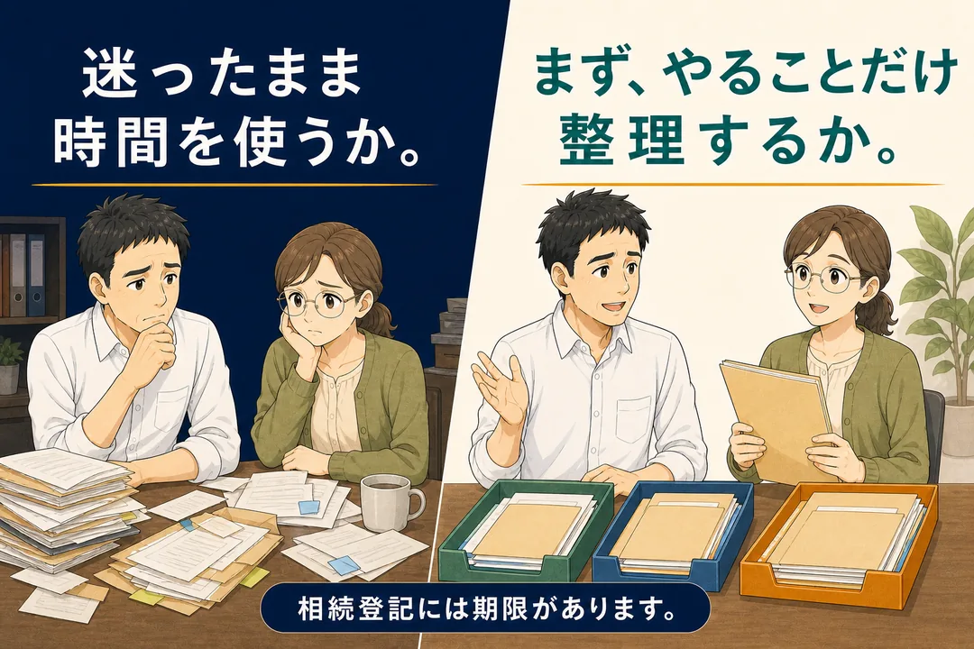 迷う時間とやることを整理する選択を比べるバナー